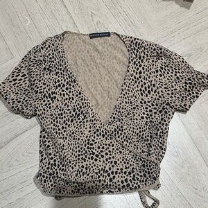 brandy Melville Animal Print Wrap Blouse